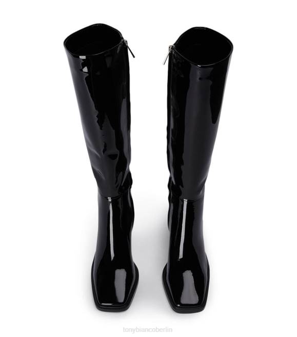 kniehohe Stiefel| de Tony Bianco Frauen Darby-Kalbsstiefel schwarzes Lackleder 4624464